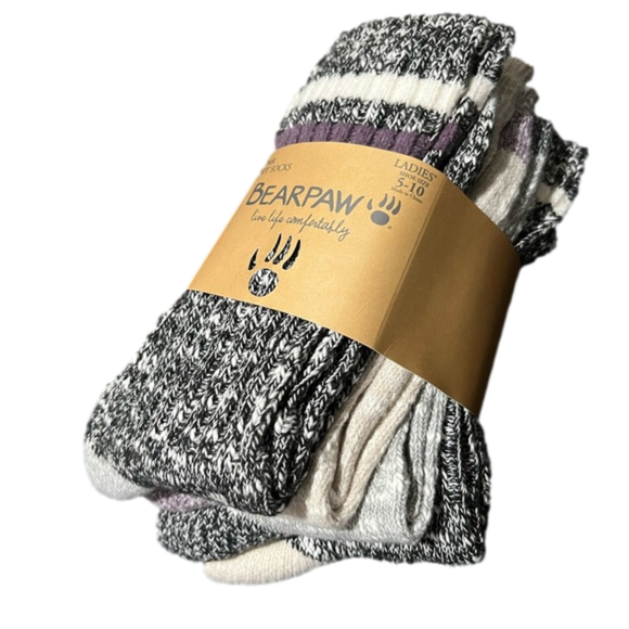 BearPaw Accessories - Bearpaw Ladies Boot Socks 4 Pack Black/purple/white/gray Size 5-10 NEW
